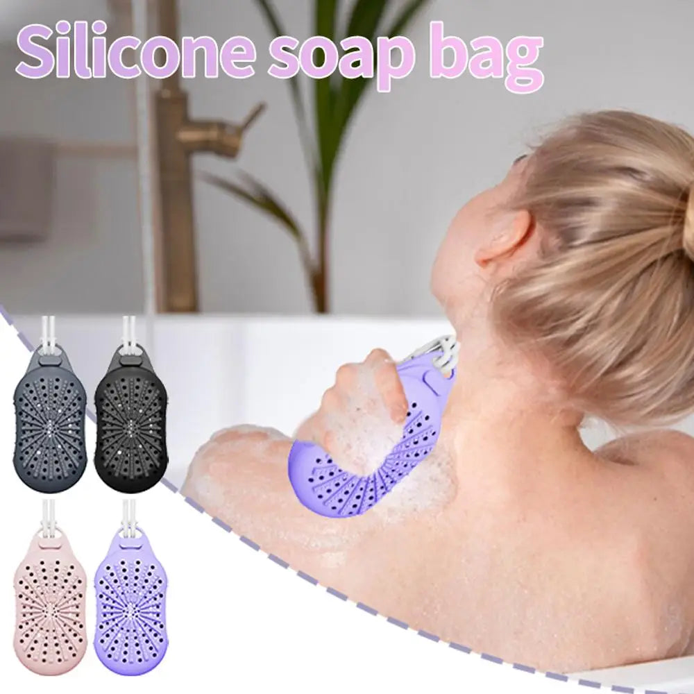 Silicone Soap Saver Bag with Rope for Exfoliating