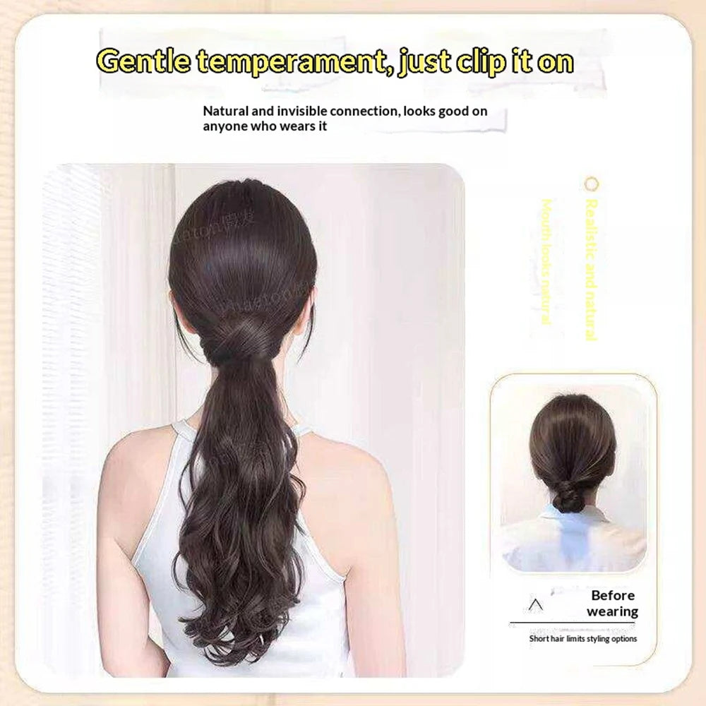 Slightly Curly Synthetic Claw Clip Ponytail Extension – Natural Look, Easy Clip-On