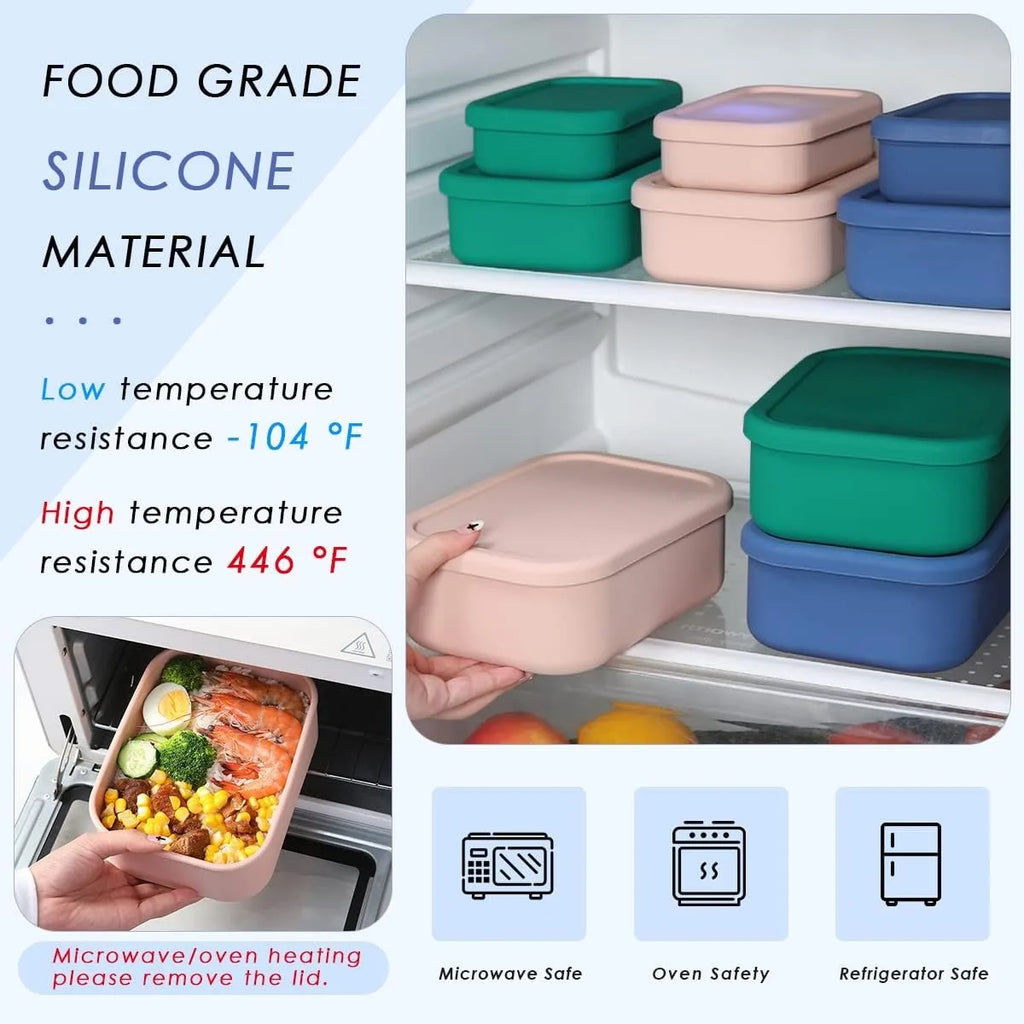 Silicone Food Storage Containers - Airtight, Microwave, Dishwasher, Freezer