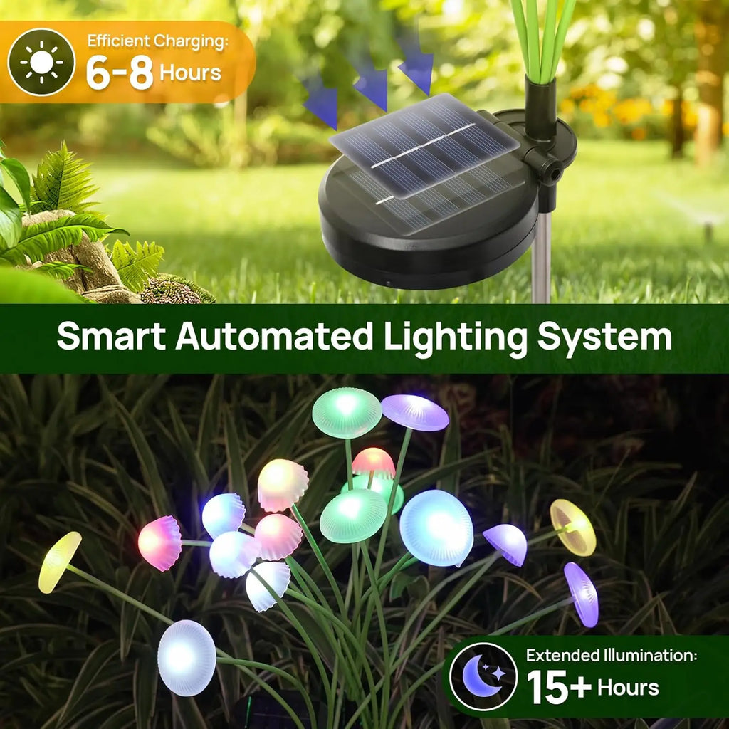 Waterproof Dual Mode LED Solar Mushroom Garden Lights