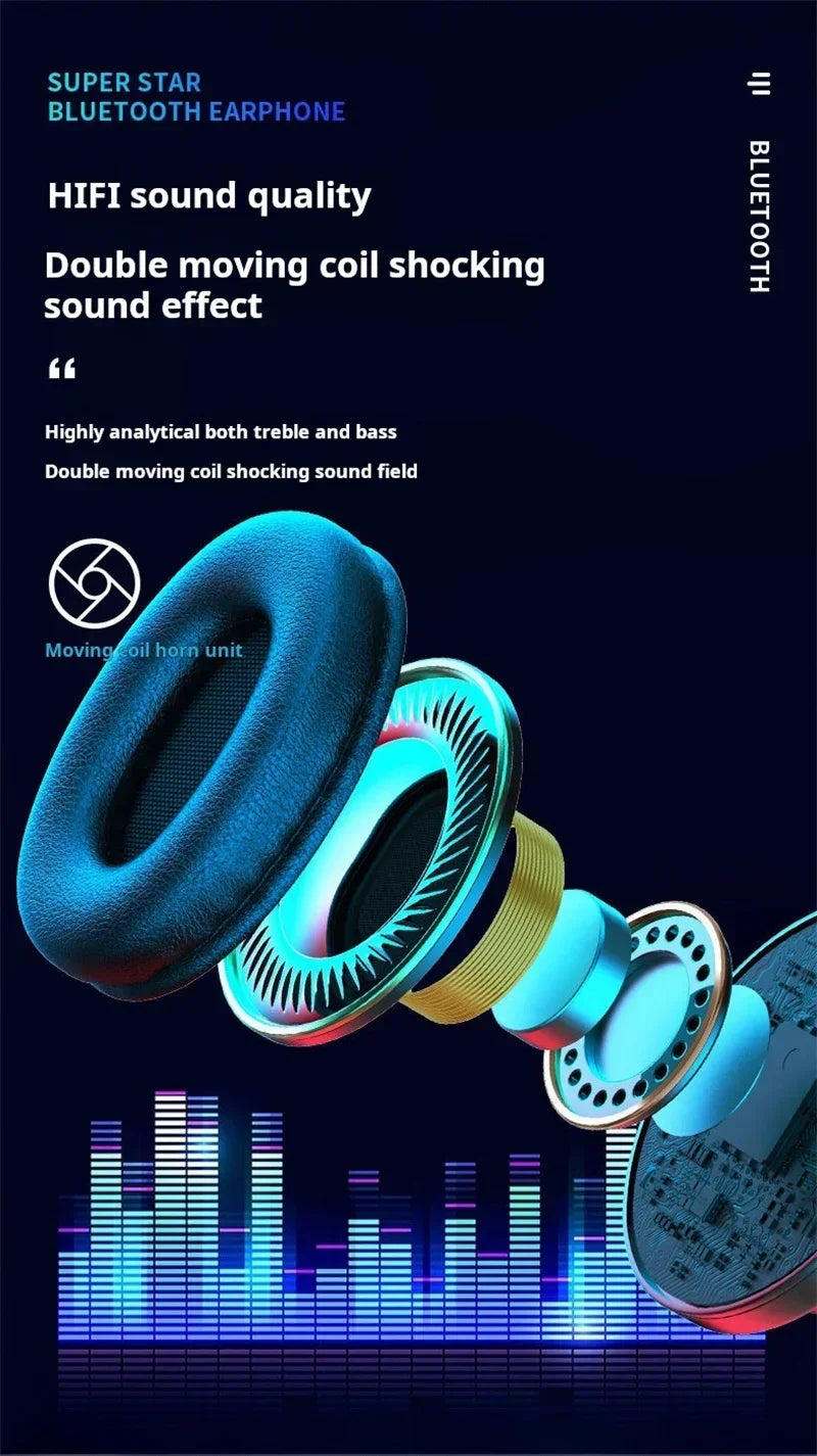 Wireless Bluetooth Gaming Headphones with Mic & RGB Lighting