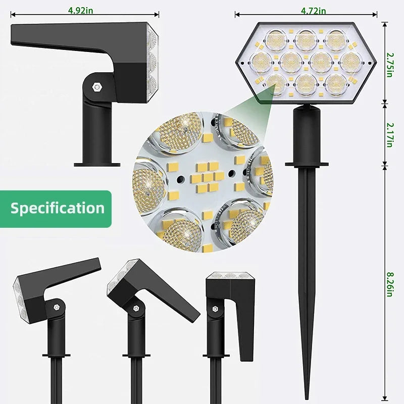 92 LED Waterproof Solar Spotlights for Outdoors