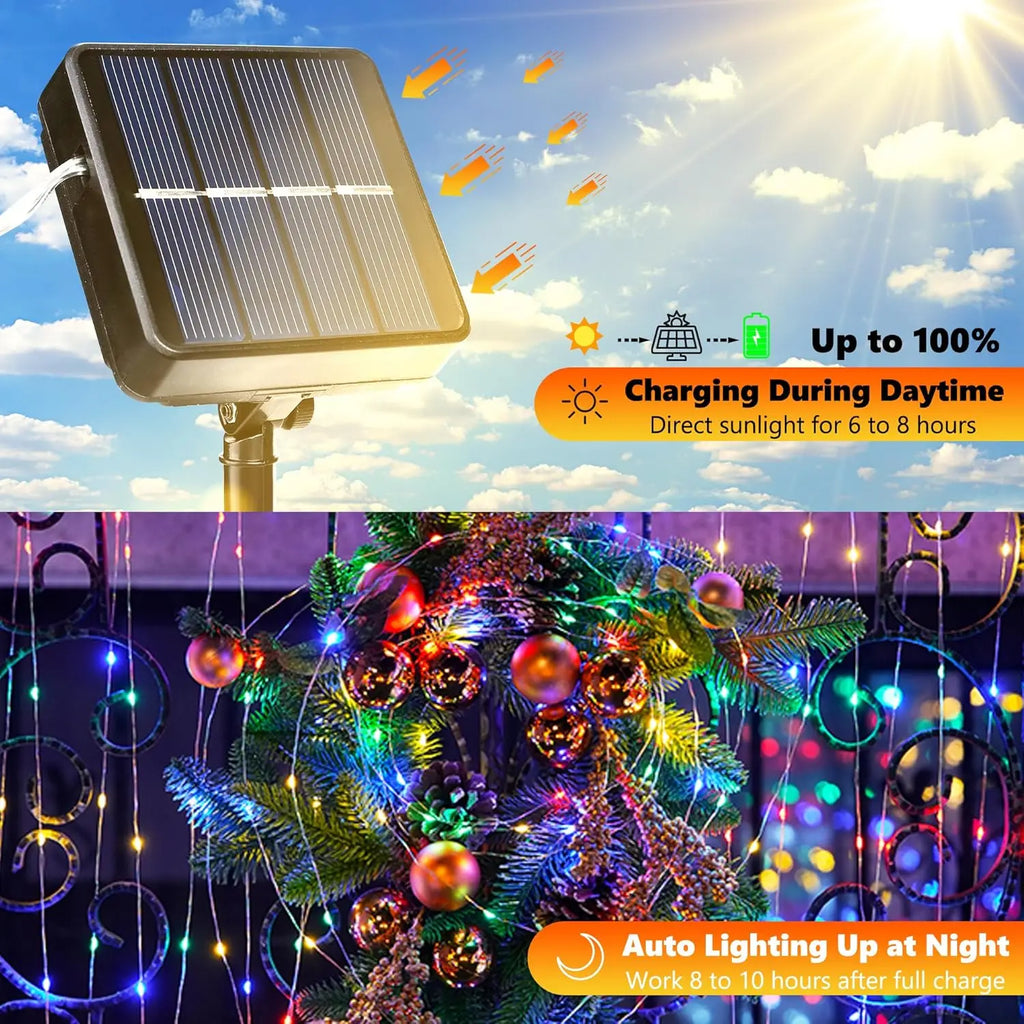 Waterproof Outdoor Solar LED String Lights with 8 Modes