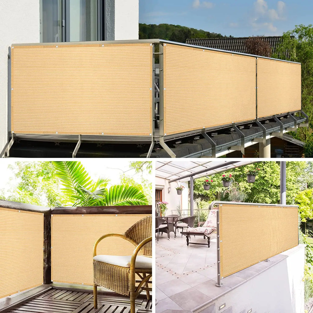 Patio Fence Privacy Screen Mesh with Grommets & Zip Ties
