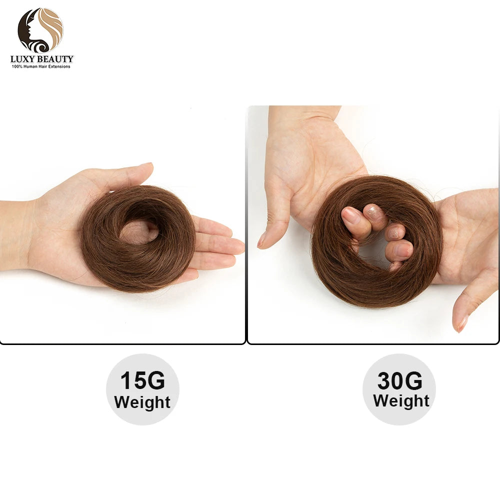 Human Hair Donut Chignon Bun Scrunchie – Updo Style, Natural Look