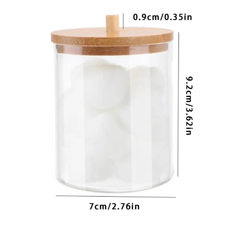 Bathroom Organiser Set - Makeup Storage Jars & Cotton Swab Dispenser