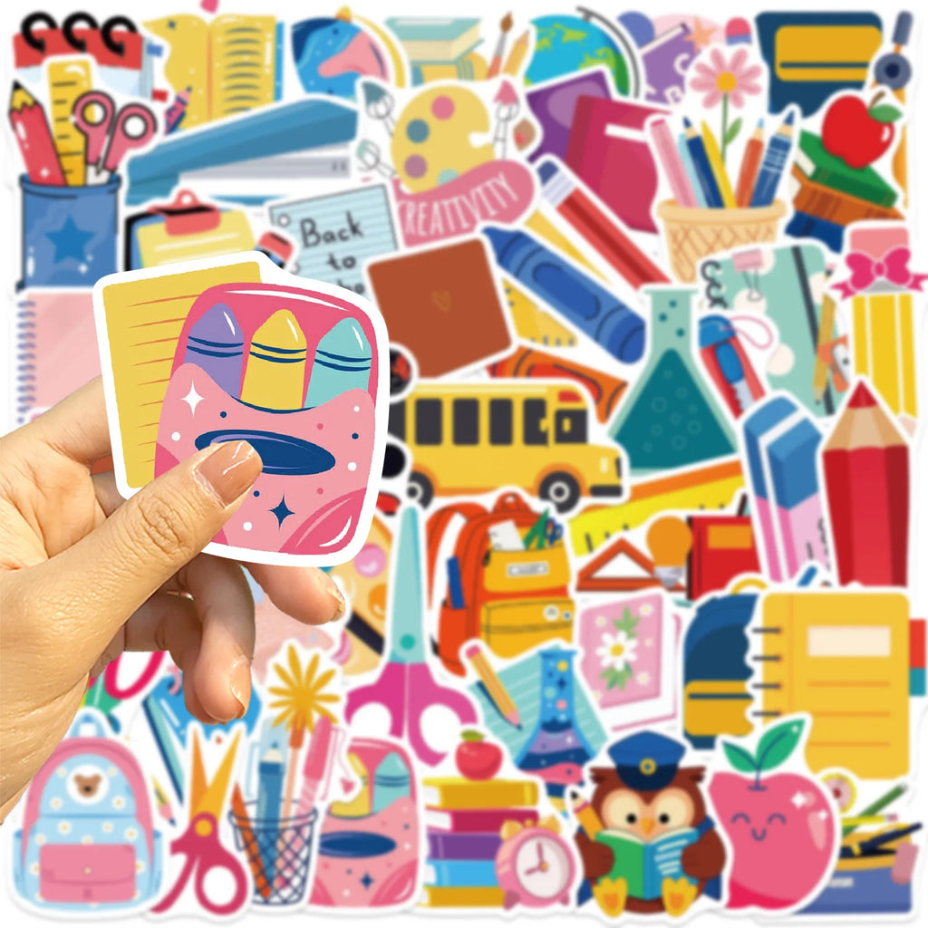 50pcs School Season Aesthetic Stationery Stickers Set