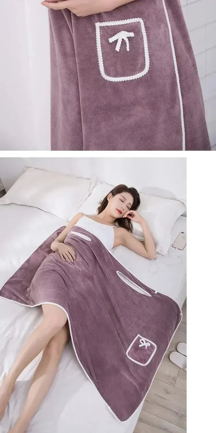 Women's Fast-Drying Wearable Bathrobe (140x85cm)