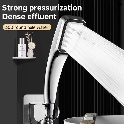 300-Hole Pressurized Square Handheld Shower Head