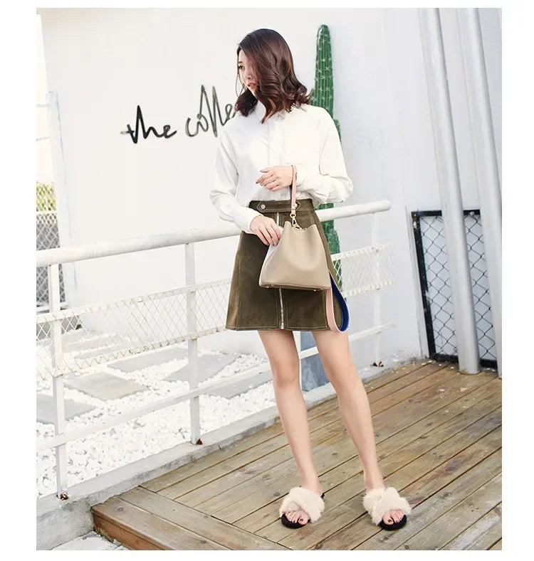 Fashionable PU Leather Bucket Bag