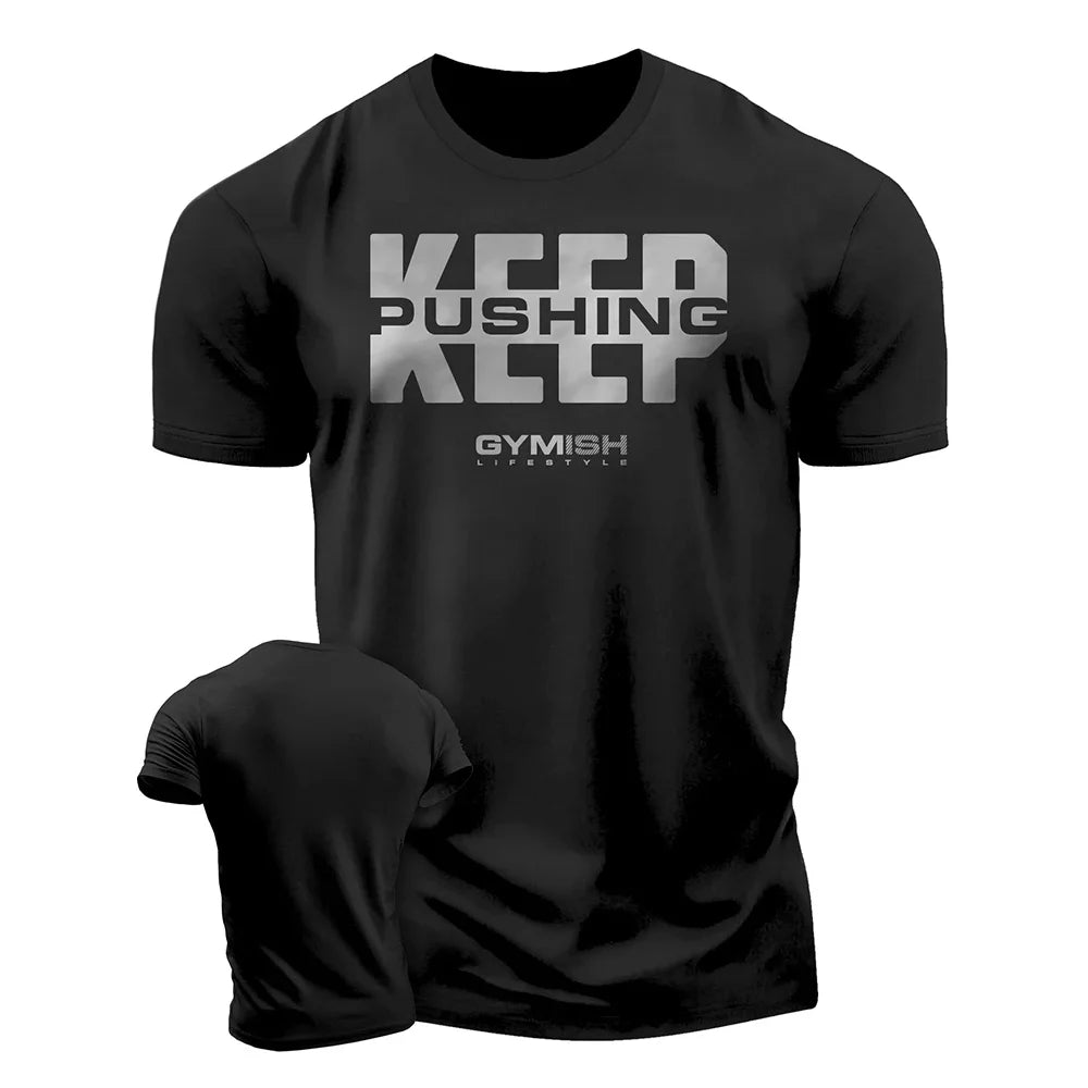 Men's Oversized 3D Print Gym T-Shirt - Short Sleeve
