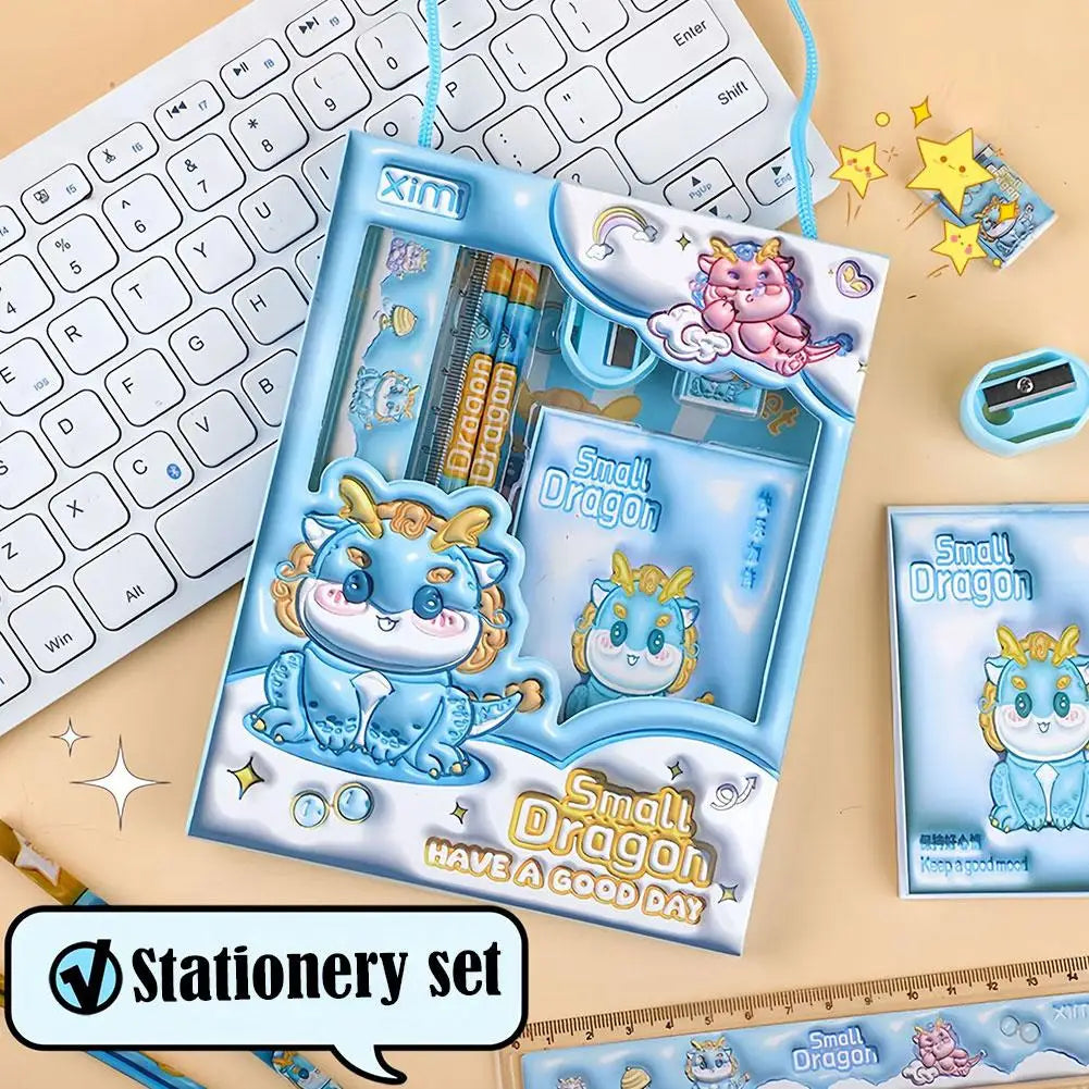 6 Pcs Stationery Sets - Pencil Ruler Eraser Sharpener