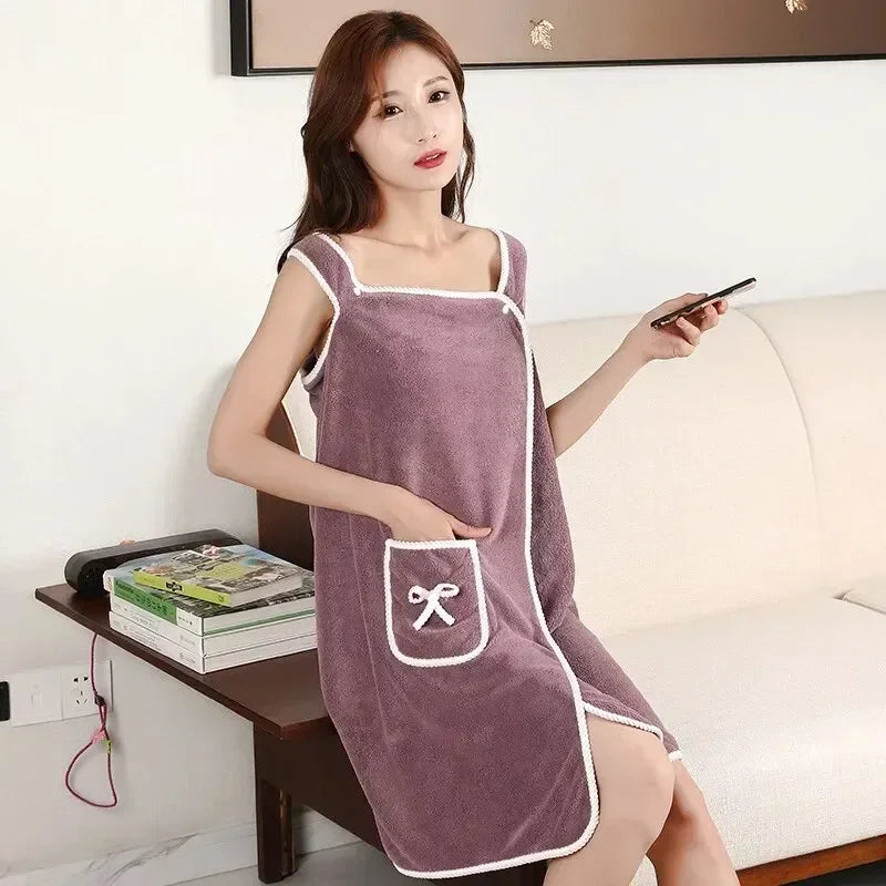 Women's Fast-Drying Wearable Bathrobe (140x85cm)