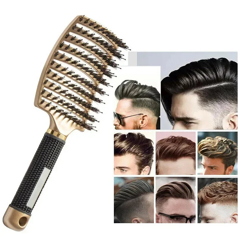 Boar Bristle & Nylon Pin Hairbrush – Smoothing & Detangling Brush