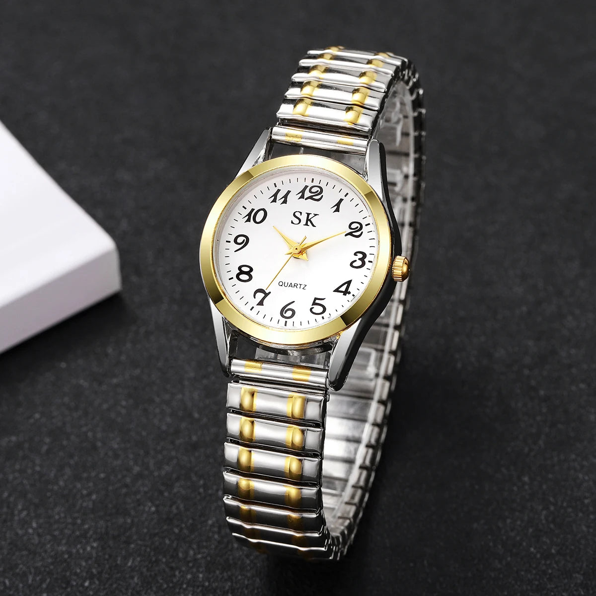 Digital Watch with Steel Strip & Elastic Band