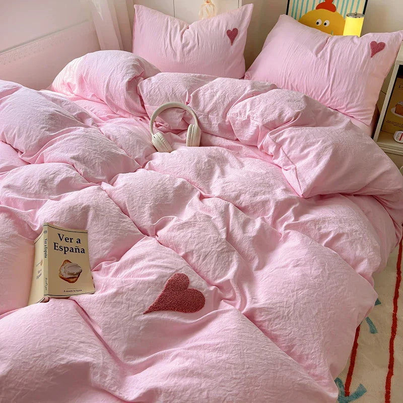 Washed Cotton Bedding Set - Black Duvet Cover Set
