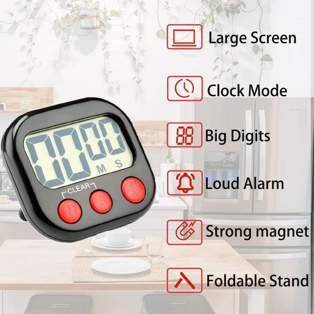 Digital Magnetic Kitchen Timer with LCD Display – Count Up & Down