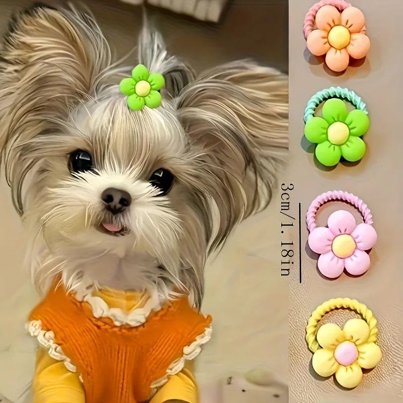 Pet Hair Accessories Set – Flower, Bow & Fruit Designs for Dogs & Cats