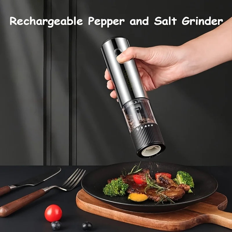 Electric Salt & Pepper Grinder – Rechargeable, Adjustable Coarseness