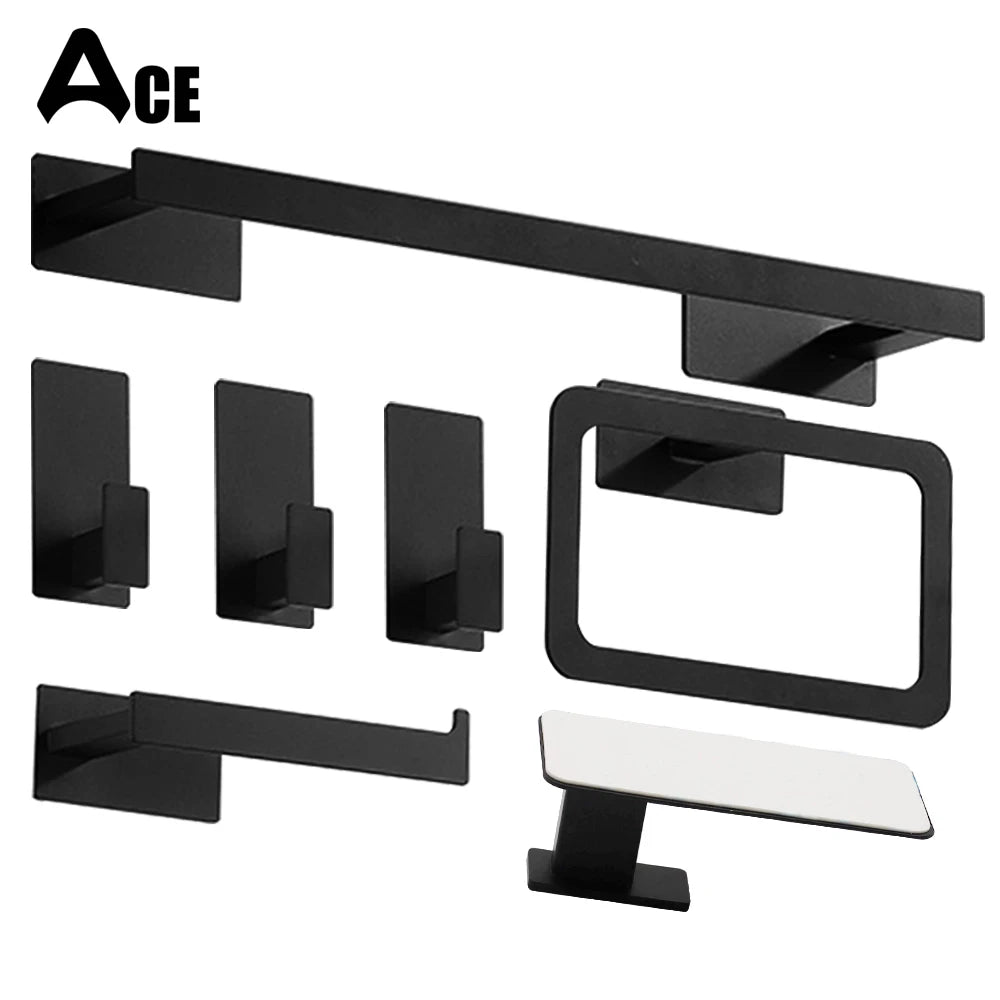 Matte Black Bathroom Accessories Set - Wall Mounted