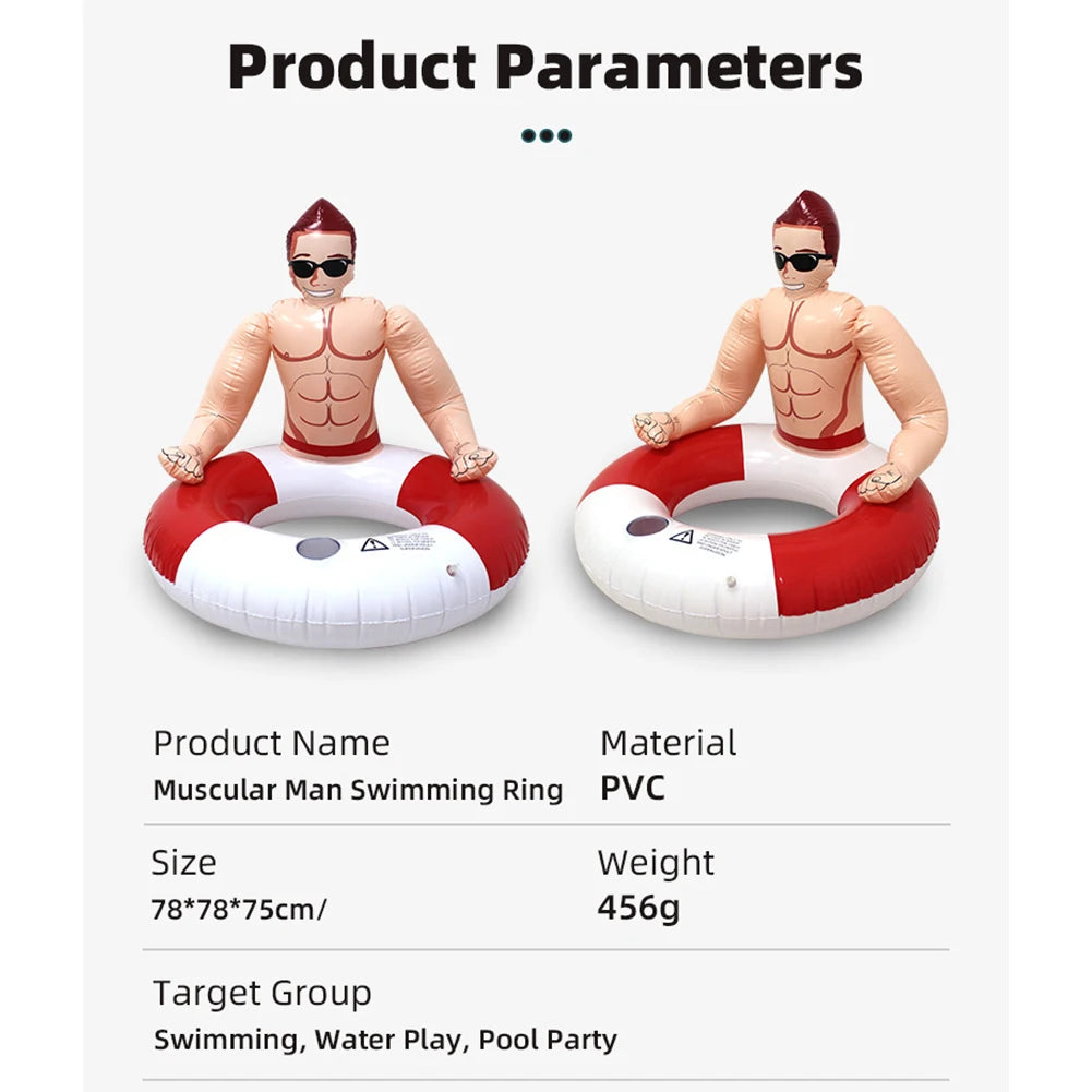 Muscle Man Shaped Inflatable Swimming Ring Pool Float