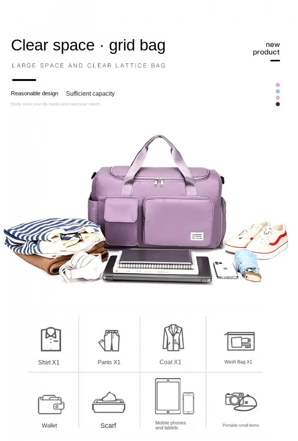 Duffle Bag with Shoe Compartment