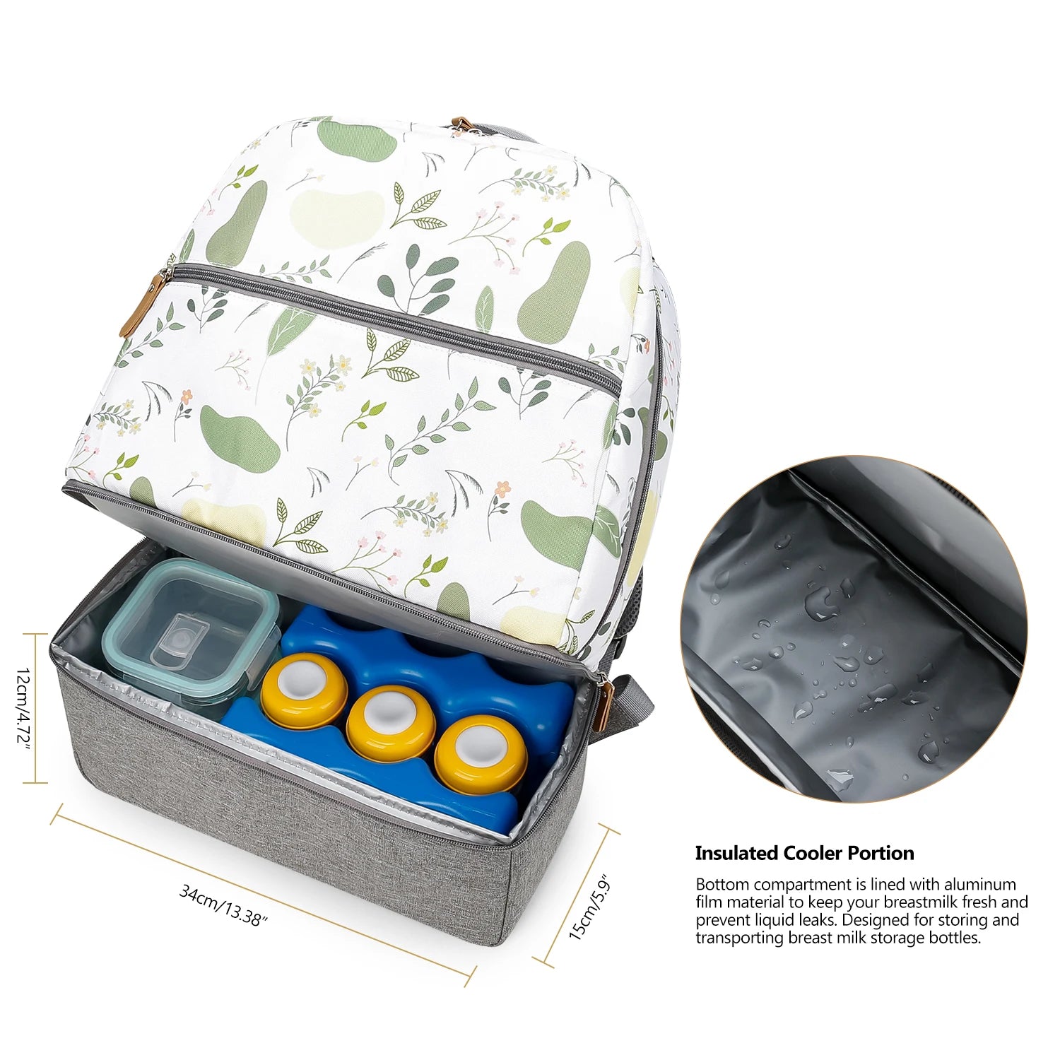 Breast Pump Bag with Insulated Cooler Compartment