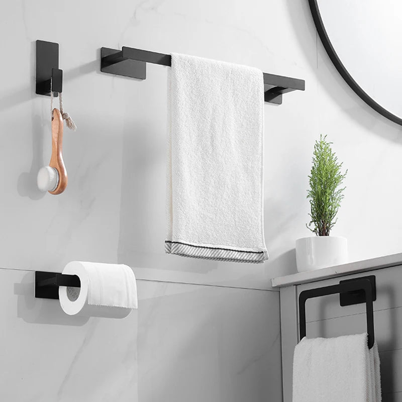 Matte Black Bathroom Accessories Set - Wall Mounted