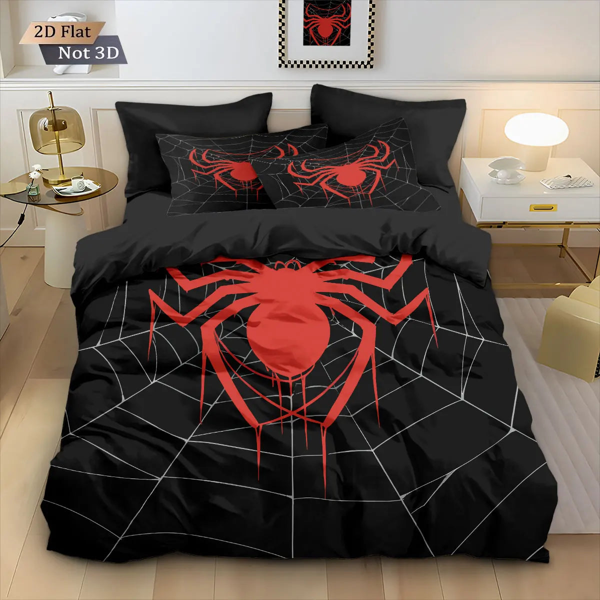 3pcs Cyber Style Spider Printed Down Duvet Cover Set