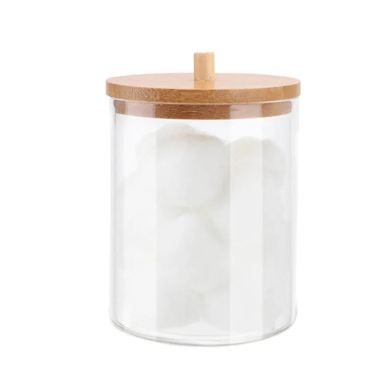 Bathroom Organiser Set - Makeup Storage Jars & Cotton Swab Dispenser
