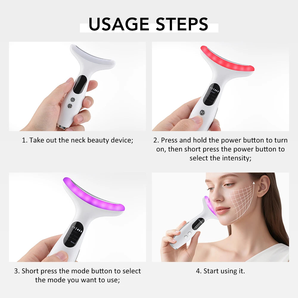 Microcurrent Neck Beauty Device - 3 Massage Modes for Skin Tightening