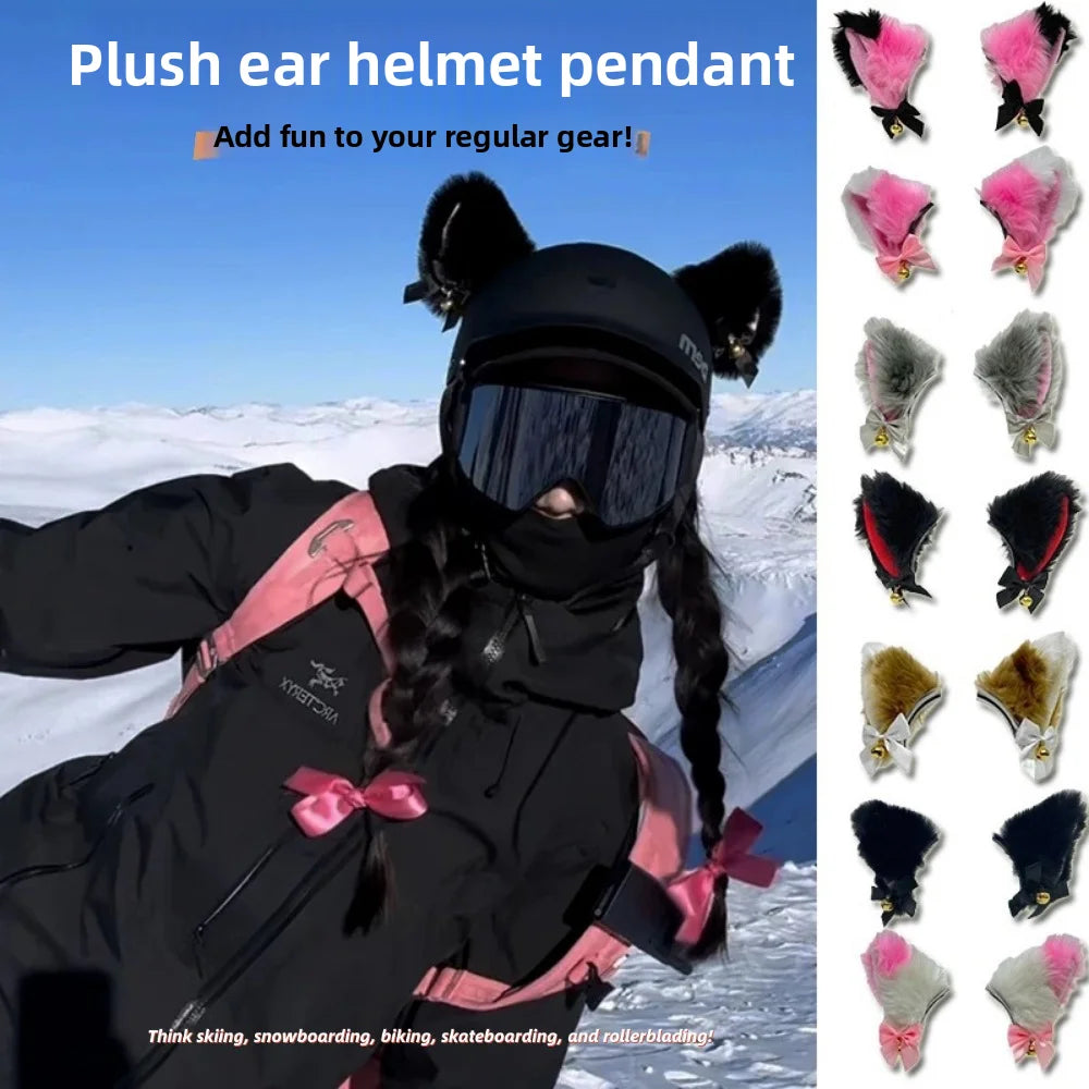 Cat Ears Helmet Decoration - Motorcycle & Ski Helmet Accessory for Men & Women