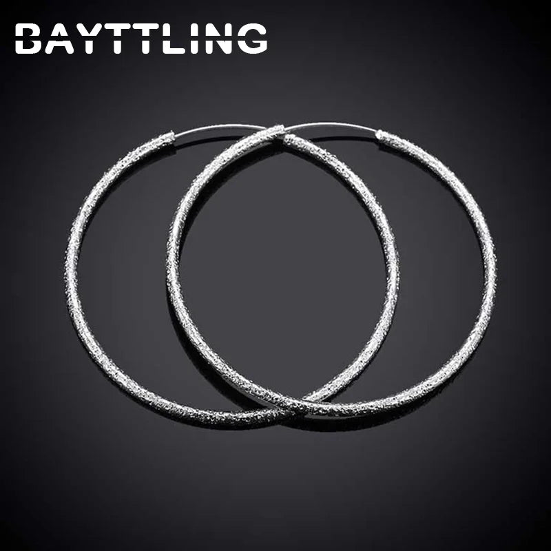 925 Sterling Silver Frosted Circle Earrings