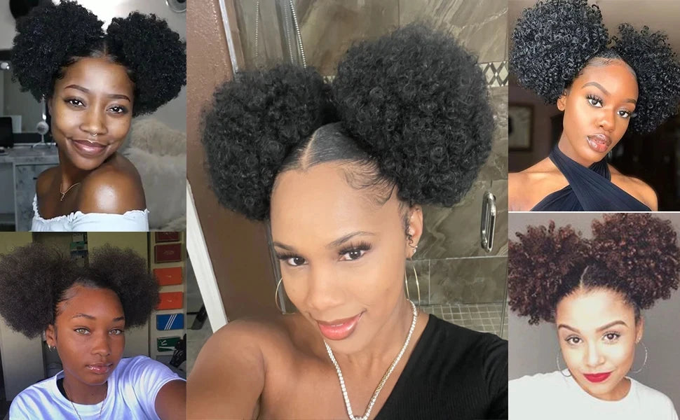 Brazilian Afro Puff Drawstring Ponytail Extension – Natural Hair