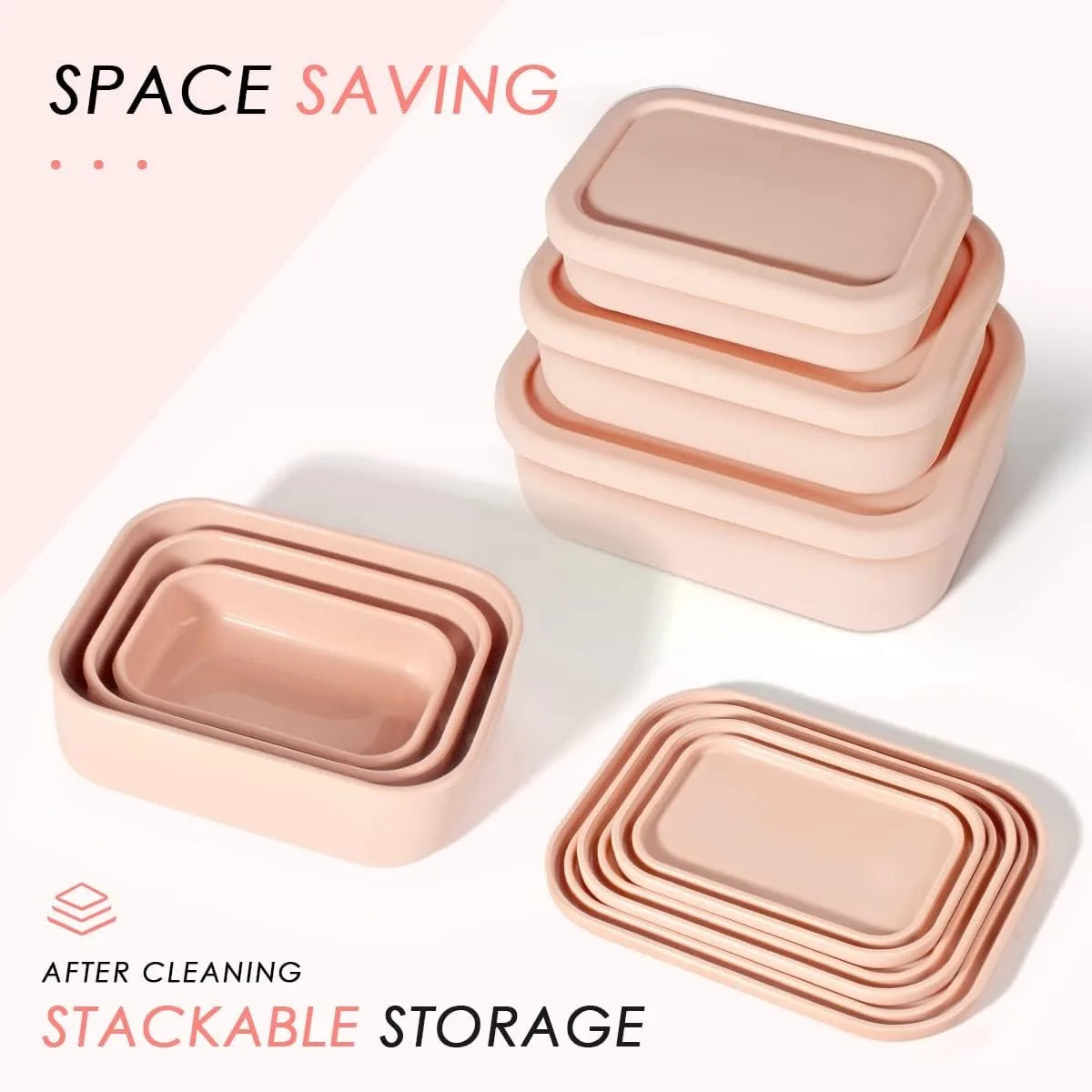 Silicone Food Storage Containers - Airtight, Microwave, Dishwasher, Freezer