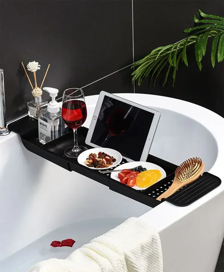 Adjustable Bathtub Rack - Telescopic Plastic Drainage Shelf