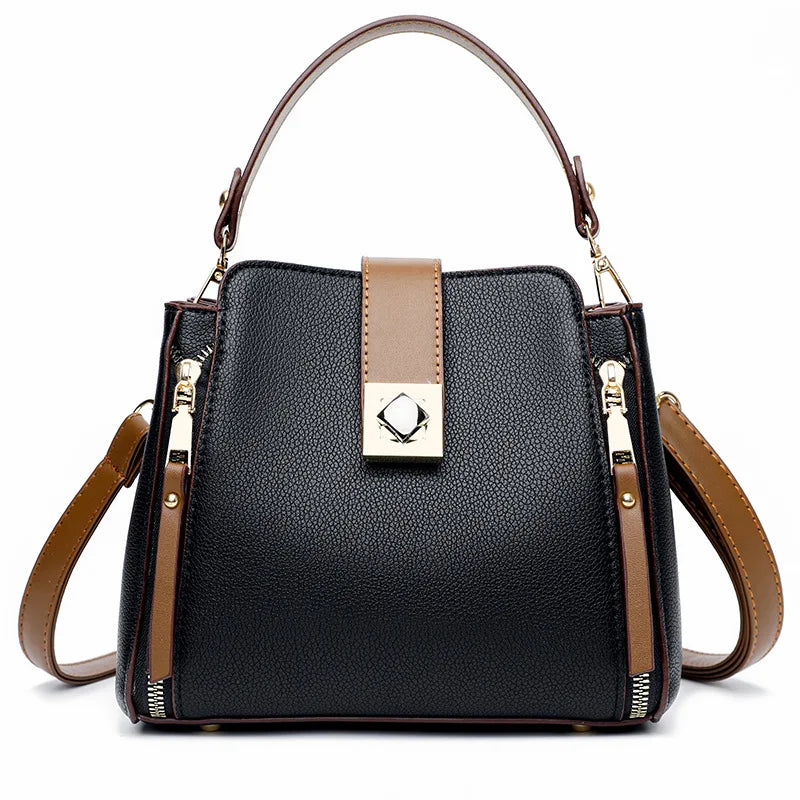 Small PU Leather Bucket Shoulder Bag