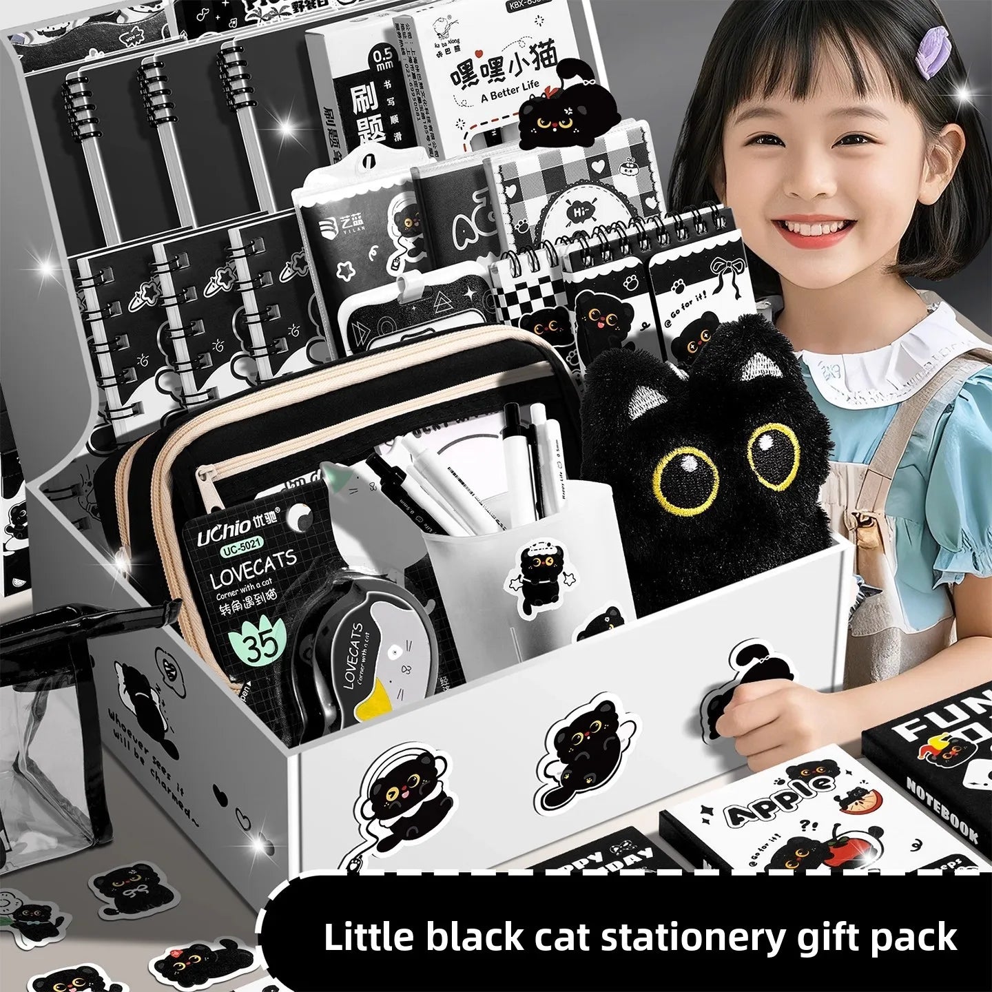 Black Kitten Stationery Gift Set