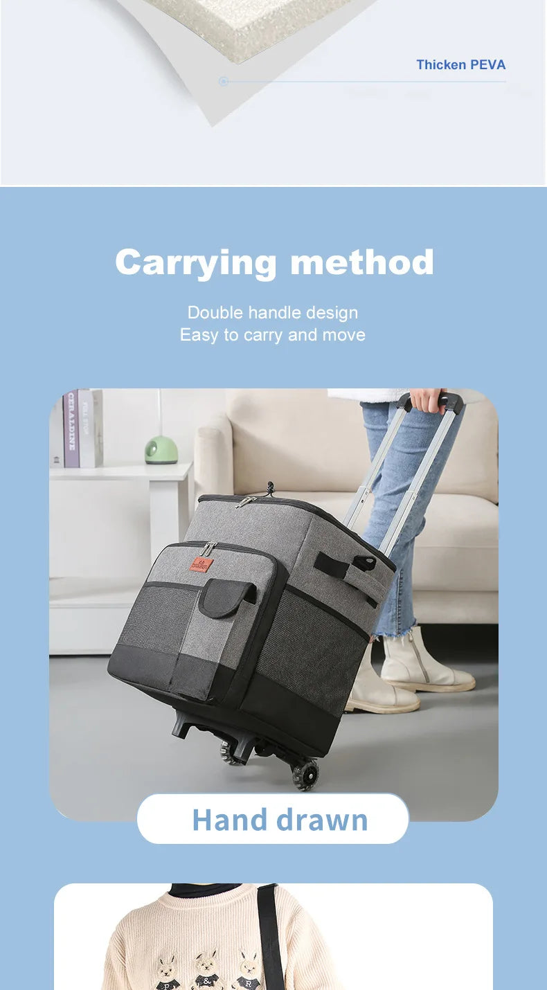 Rolling Cooler with Removable Wheels & Handle