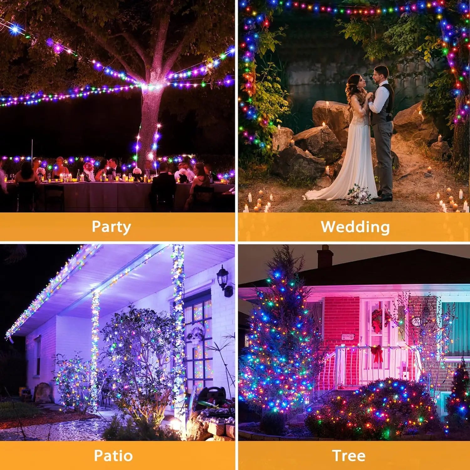 Waterproof Outdoor Solar LED String Lights with 8 Modes