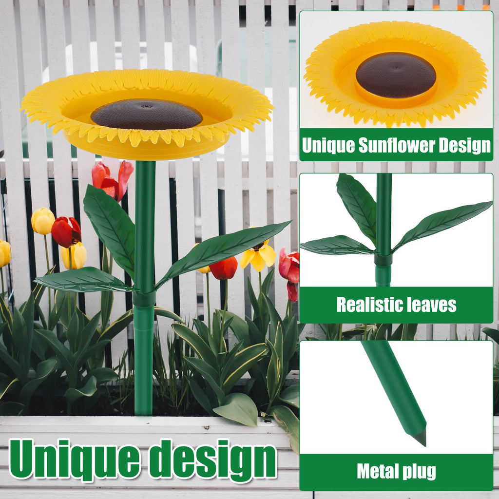 Sun Floral Standing Outdoor Bird Bath Feeder