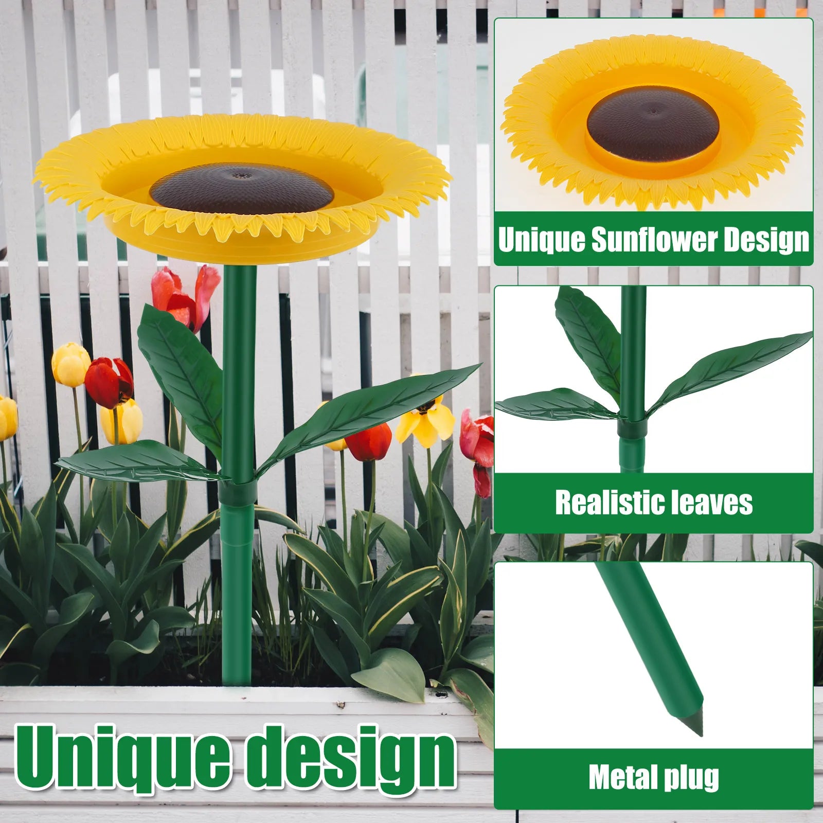 Sun Floral Standing Outdoor Bird Bath Feeder