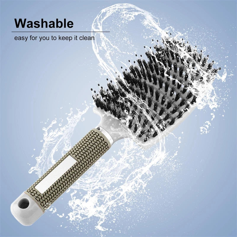 Nylon Bristle Hairbrush – Detangling & Smoothing Brush for All Hair Types