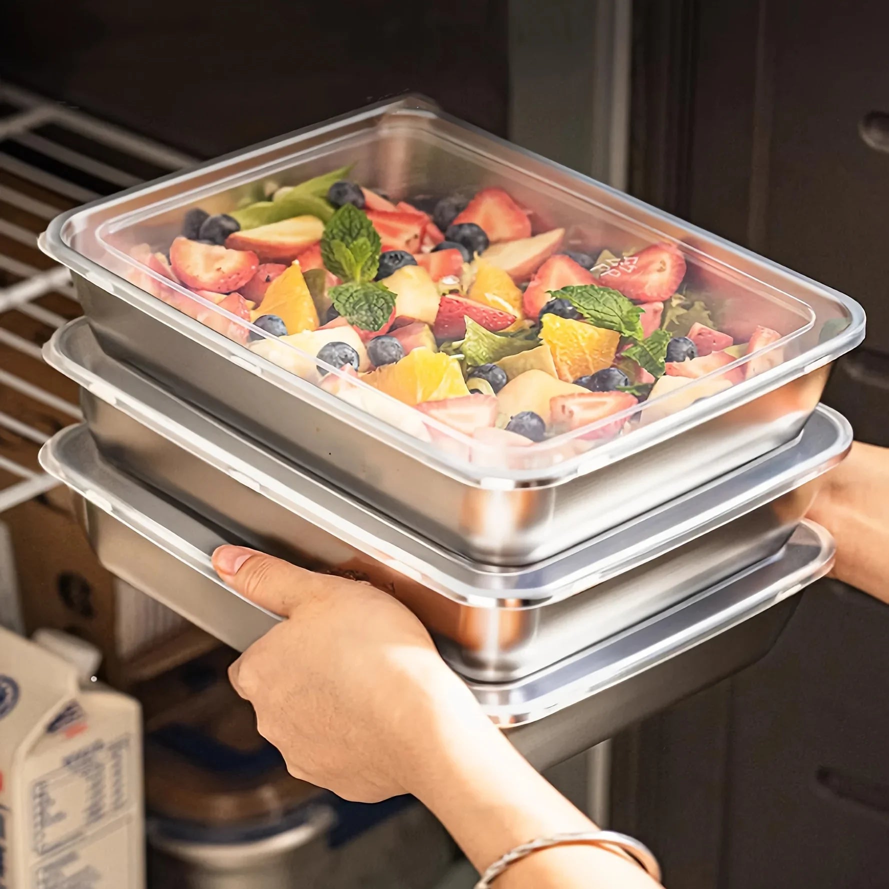 Leakproof Stackable Stainless Steel Food Containers – Dishwasher Safe, Set of 3