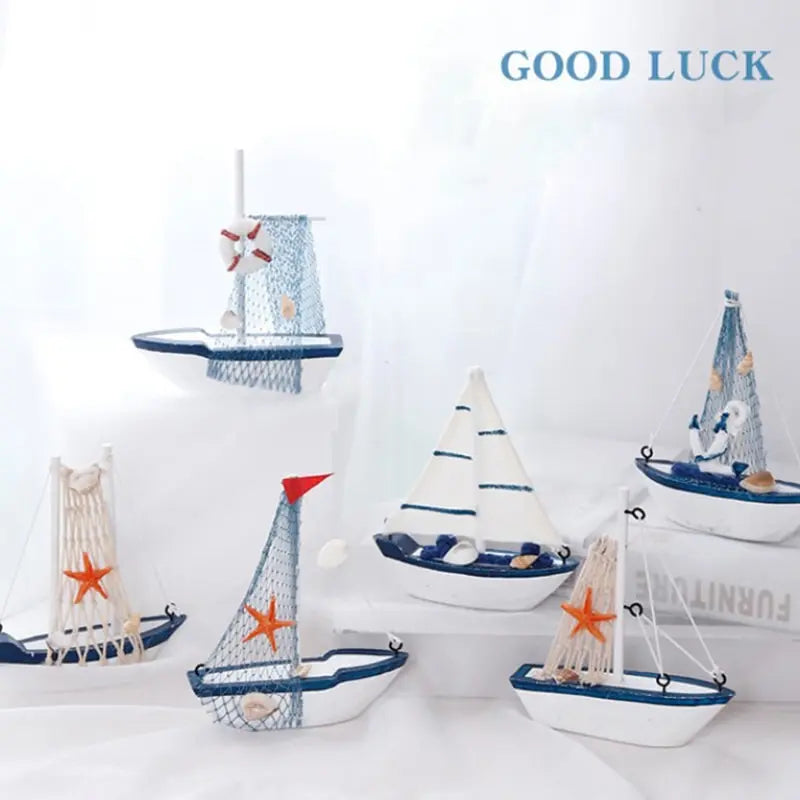 Wooden Blue Sailing Boat – Nautical Home Décor Ornament
