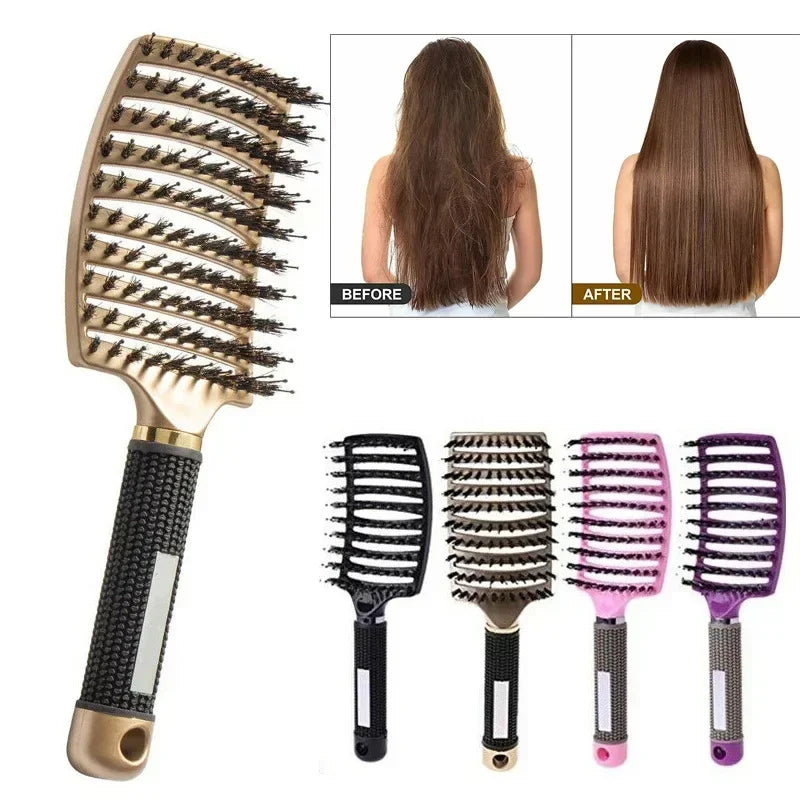 Boar Bristle & Nylon Pin Hairbrush – Smoothing & Detangling Brush