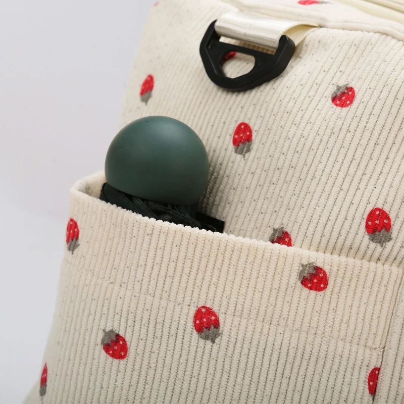 Corduroy Tote Bag with Shoe Compartment