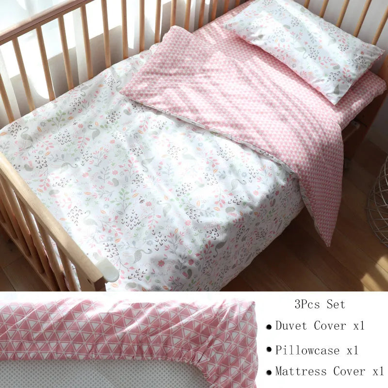 3 Pcs Kids Bedding Set - Cotton Bed Linen set Include, Pillowcase, Sheet and Duvet Cover