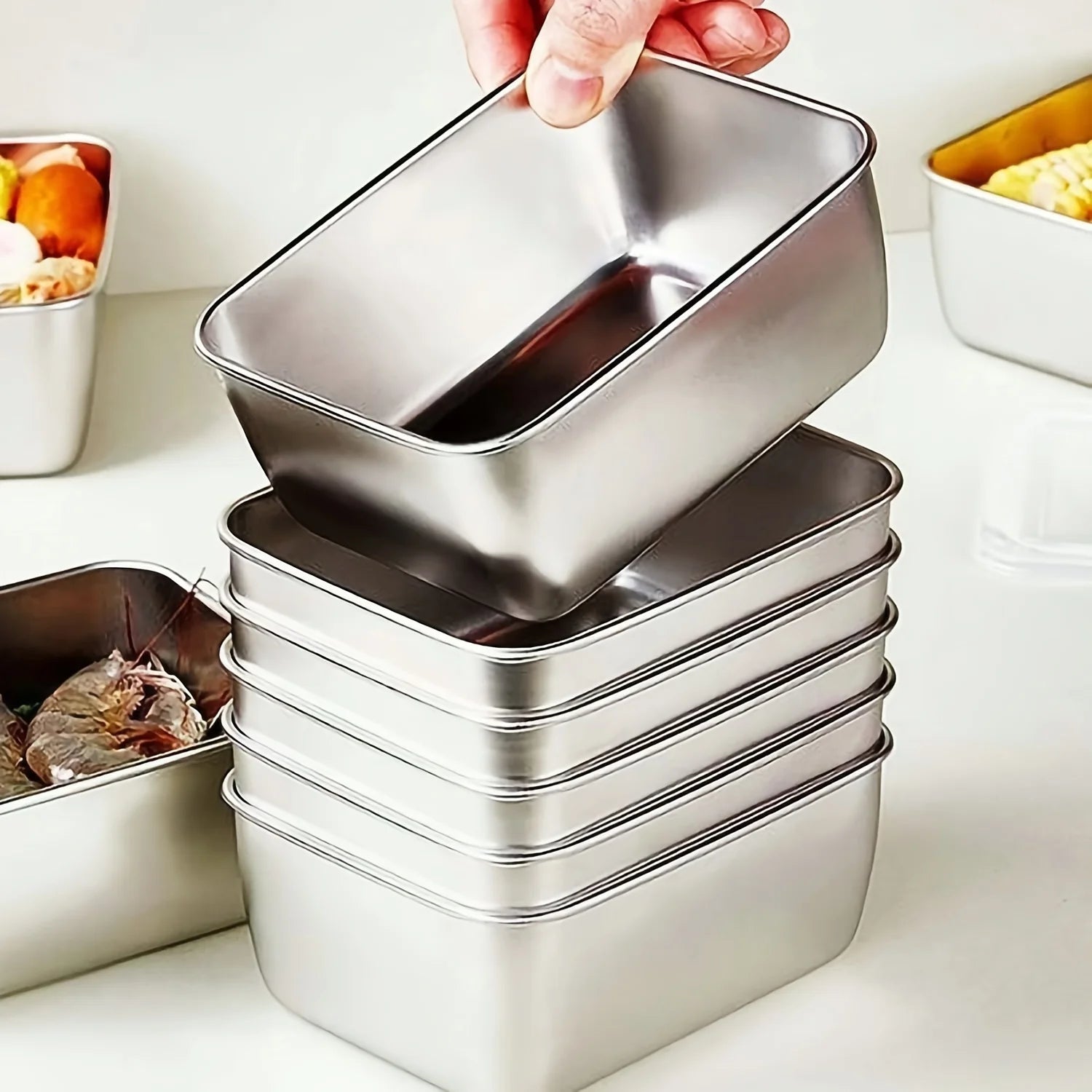 Stainless Steel Food Container Set with Lids – Set of 6