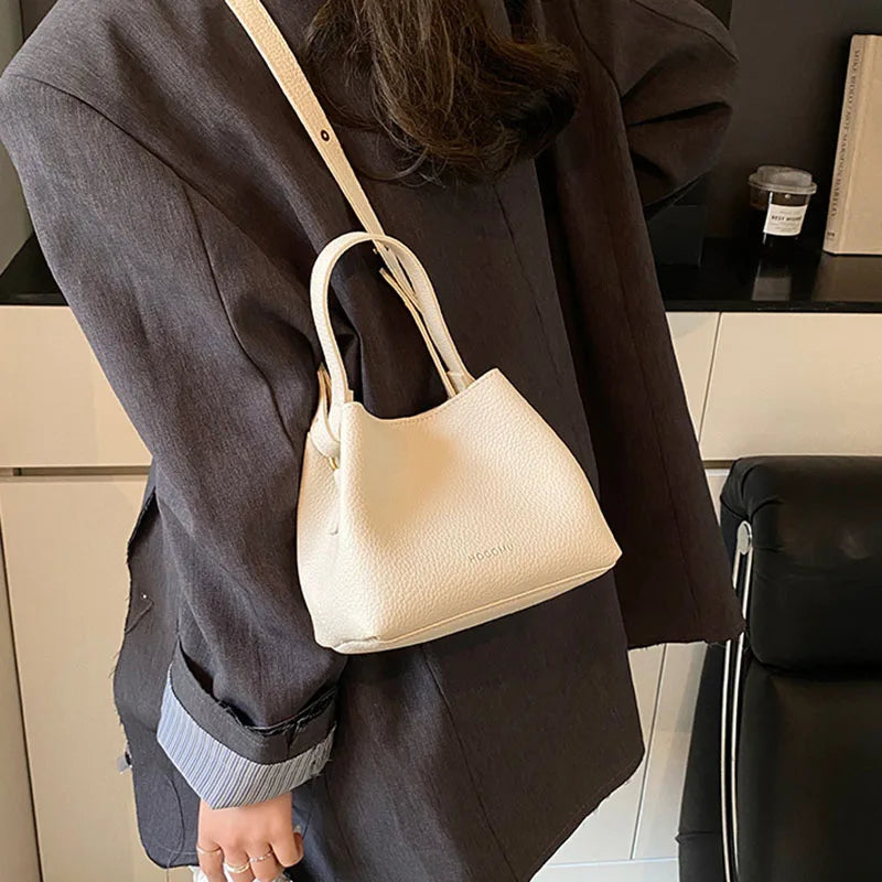 Women's PU Leather Bucket Bag – Shoulder & Crossbody